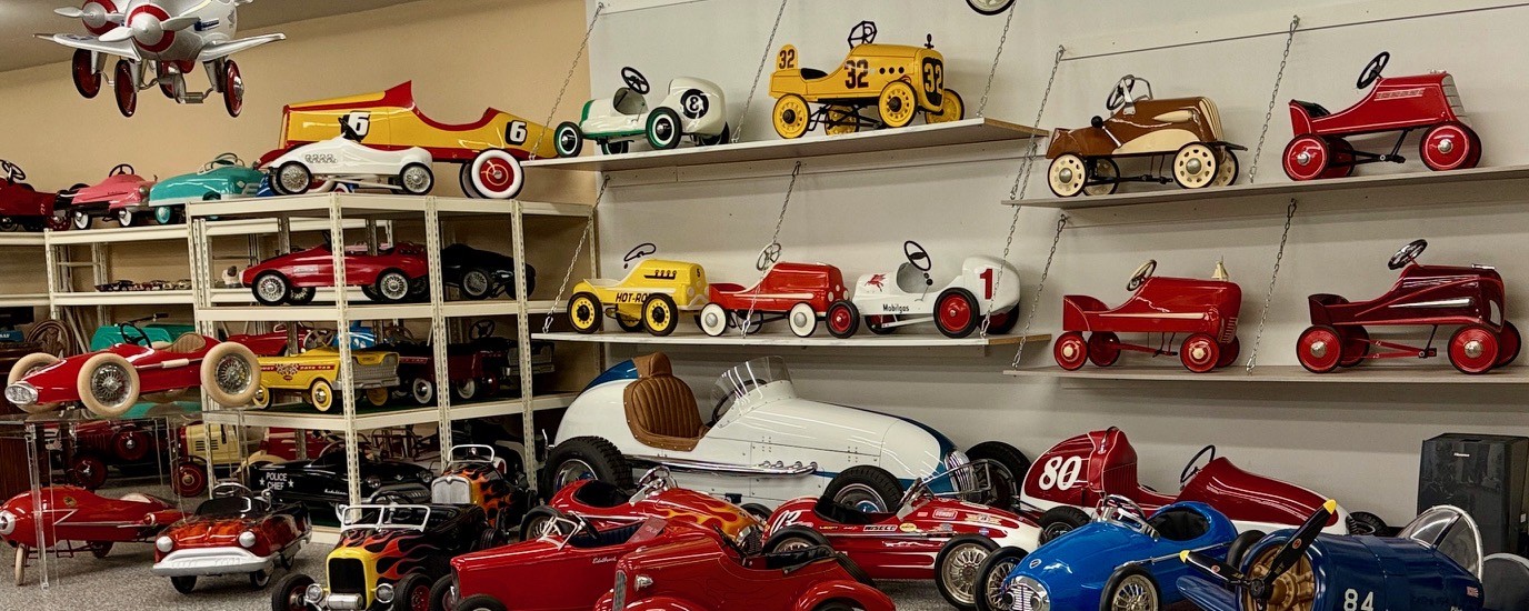 Pedal Car Wall — Vintage Collection on Display